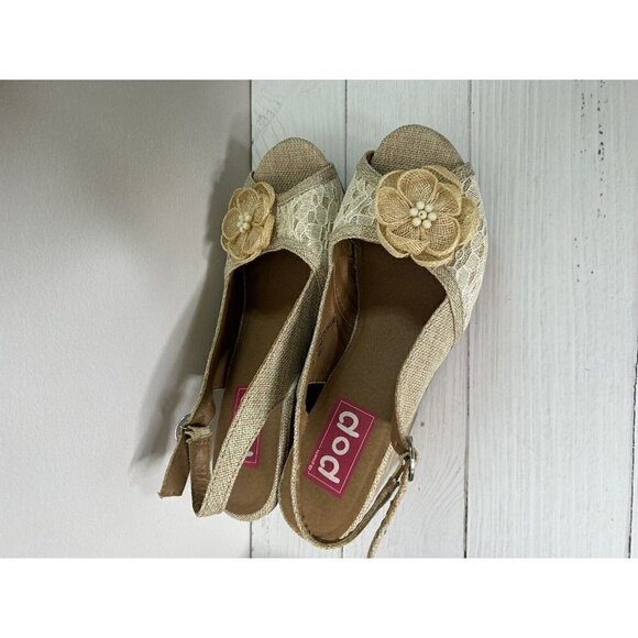 Pop Kalie Brown Floral cork wedge sandal shoes y2k Size 10M - Picture 3 of 15